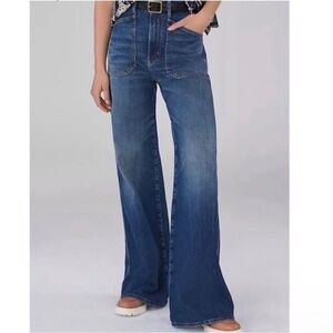 Pilcro Dark Wash High Rise The Carpenter Wide Leg Utility Jeans Size 27